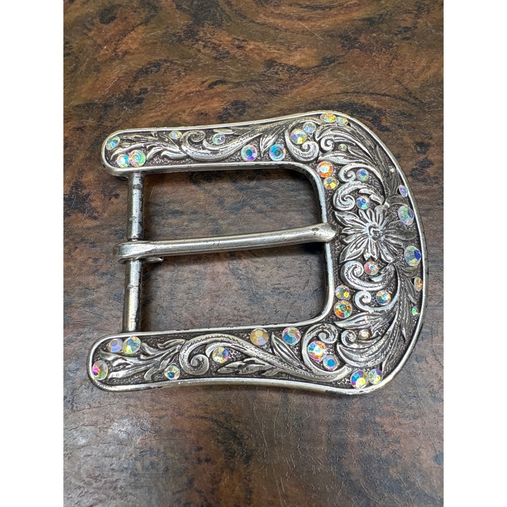 Ariat Womens Silver Floral Engraved Rhinestone Western Belt Buckle Replacement